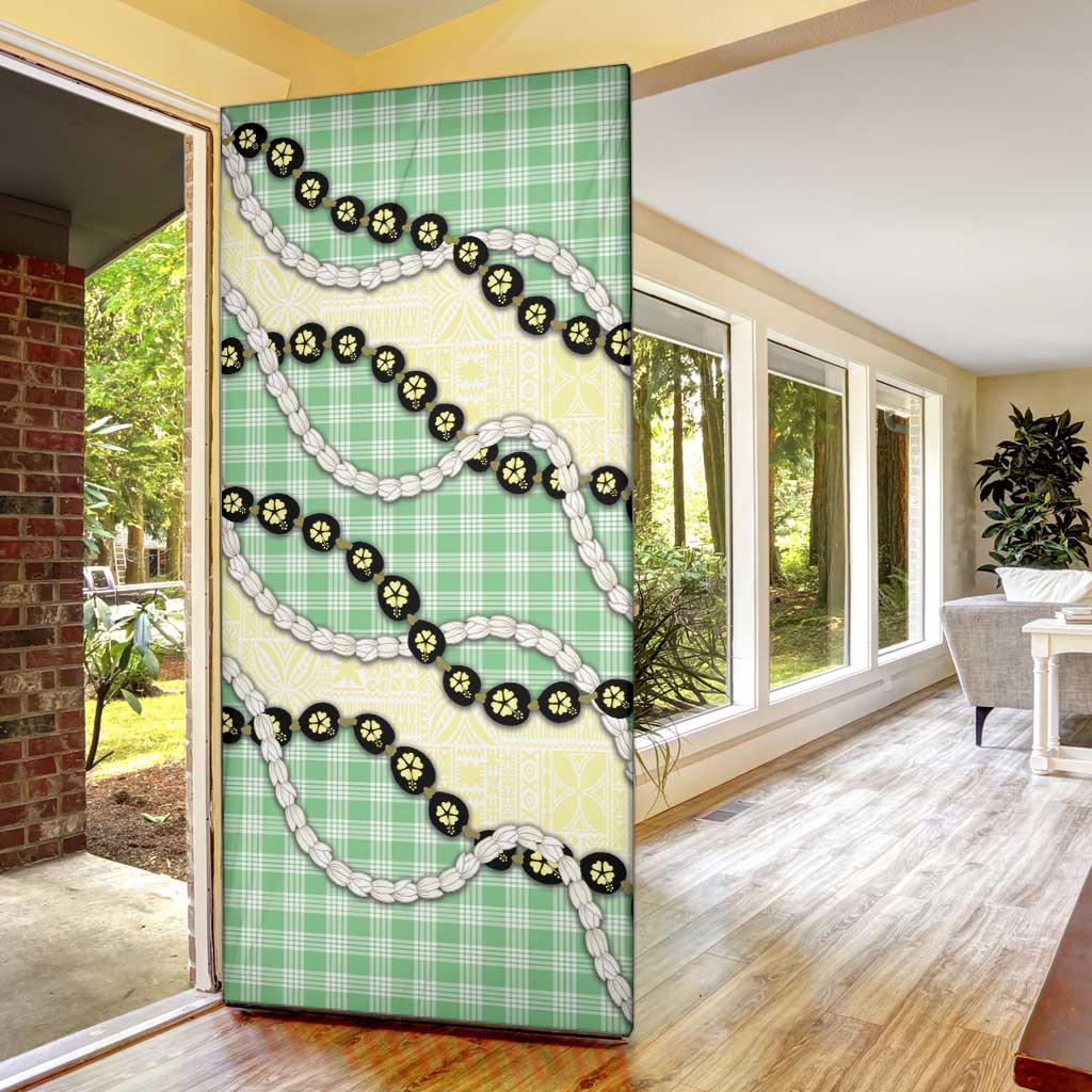 Green Palaka Hawaii Door Cover Kukui Nut Pikake Lei Hawaiian Tapa Pattern LT14 - Polynesian Pride