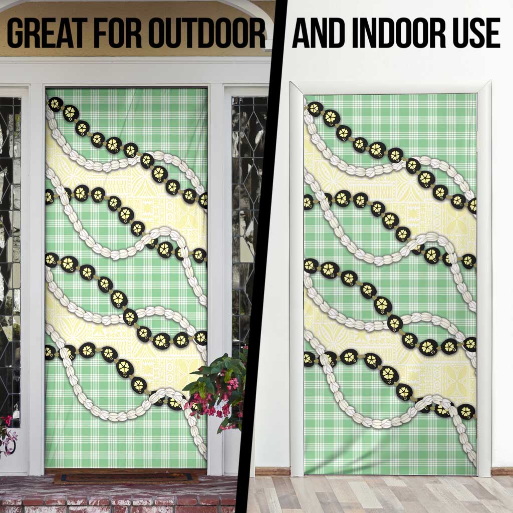 Green Palaka Hawaii Door Cover Kukui Nut Pikake Lei Hawaiian Tapa Pattern LT14 - Polynesian Pride
