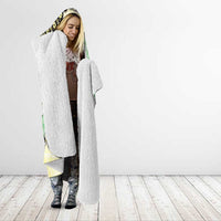 Green Palaka Hawaii Hooded Blanket Kukui Nut Pikake Lei Hawaiian Tapa Pattern - Polynesian Pride