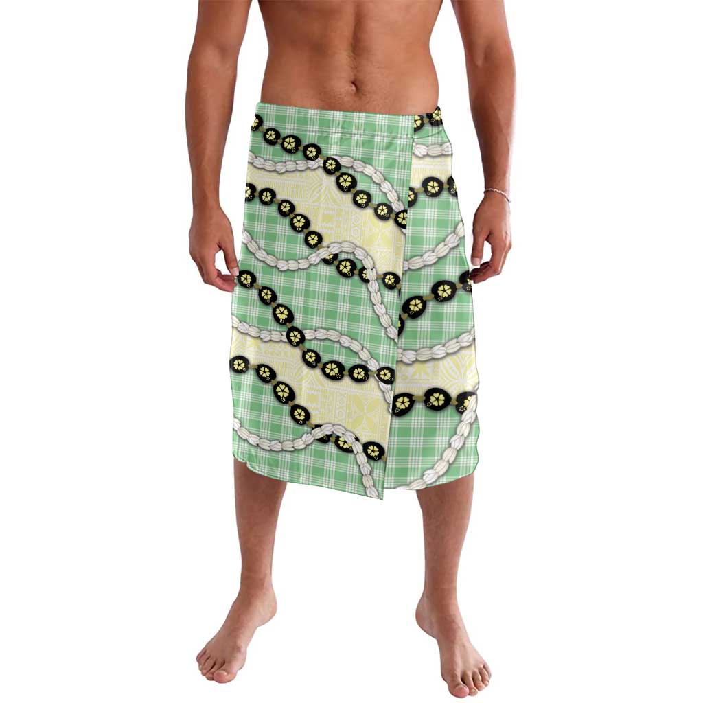 Green Palaka Hawaii Lavalava Kukui Nut Pikake Lei Hawaiian Tapa Pattern - Polynesian Pride