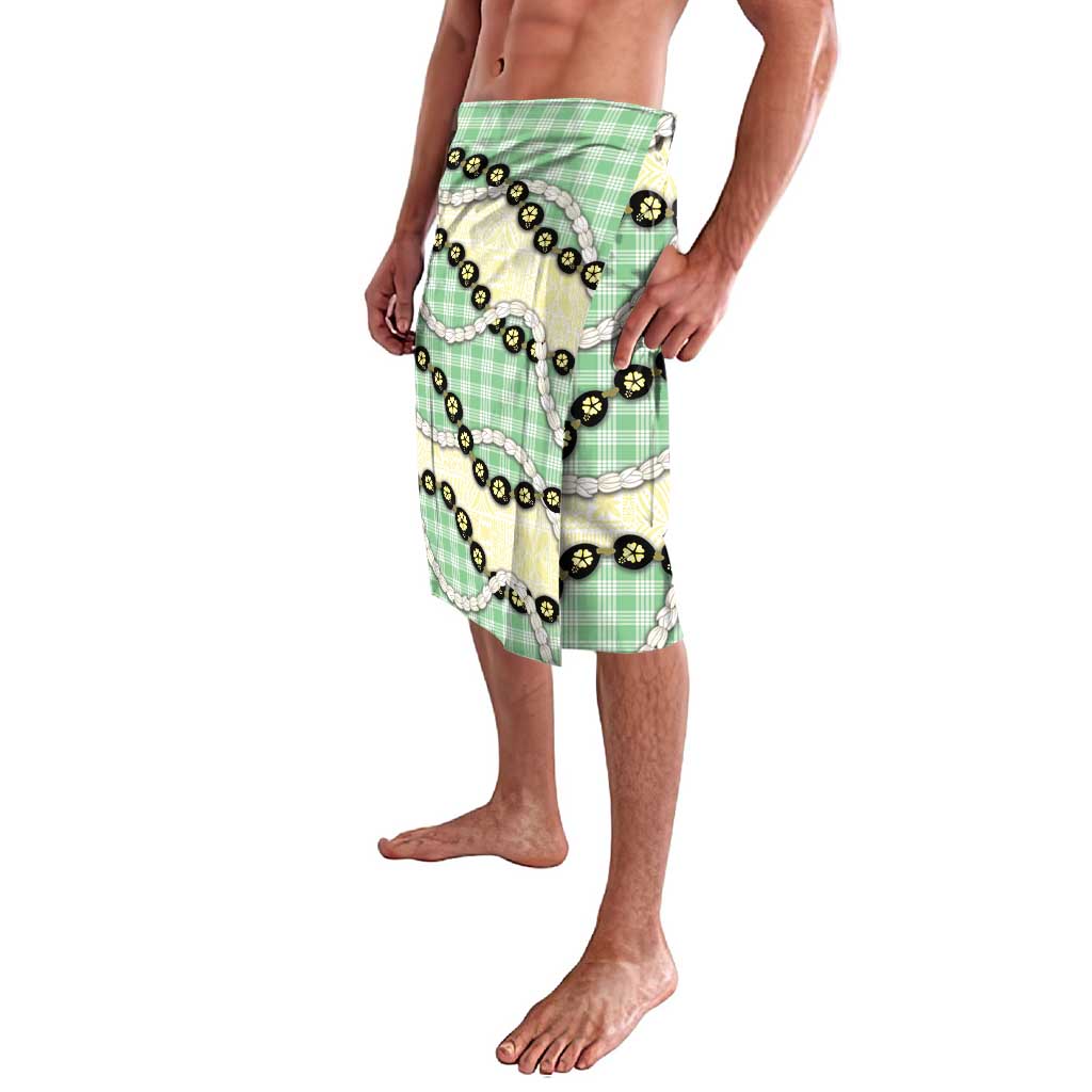 Green Palaka Hawaii Lavalava Kukui Nut Pikake Lei Hawaiian Tapa Pattern - Polynesian Pride