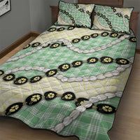 Green Palaka Hawaii Quilt Bed Set Kukui Nut Pikake Lei Hawaiian Tapa Pattern - Polynesian Pride