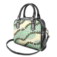 Green Palaka Hawaii Shoulder Handbag Kukui Nut Pikake Lei Hawaiian Tapa Pattern - Polynesian Pride