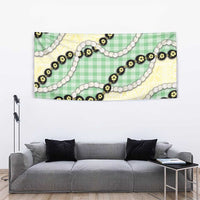 Green Palaka Hawaii Tapestry Kukui Nut Pikake Lei Hawaiian Tapa Pattern - Polynesian Pride