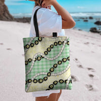Green Palaka Hawaii Tote Bag Kukui Nut Pikake Lei Hawaiian Tapa Pattern - Polynesian Pride