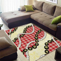 Red Palaka Hawaii Area Rug Kukui Nut Pikake Lei Hawaiian Tapa Pattern - Polynesian Pride