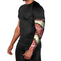 Red Palaka Hawaii Arm Sleeves Kukui Nut Pikake Lei Hawaiian Tapa Pattern - Polynesian Pride