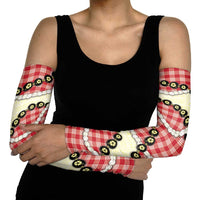 Red Palaka Hawaii Arm Sleeves Kukui Nut Pikake Lei Hawaiian Tapa Pattern - Polynesian Pride