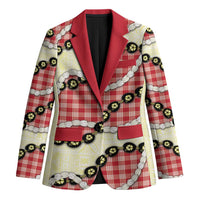 Red Palaka Hawaii Blazer Kukui Nut Pikake Lei Hawaiian Tapa Pattern - Polynesian Pride