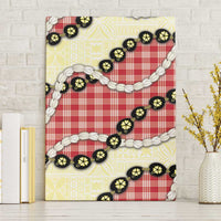 Red Palaka Hawaii Canvas Wall Art Kukui Nut Pikake Lei Hawaiian Tapa Pattern - Polynesian Pride