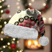 Red Palaka Hawaii Christmas Santa Hat Kukui Nut Pikake Lei Hawaiian Tapa Pattern LT14 With Fur Red - Polynesian Pride