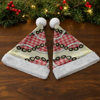Red Palaka Hawaii Christmas Santa Hat Kukui Nut Pikake Lei Hawaiian Tapa Pattern LT14 - Polynesian Pride