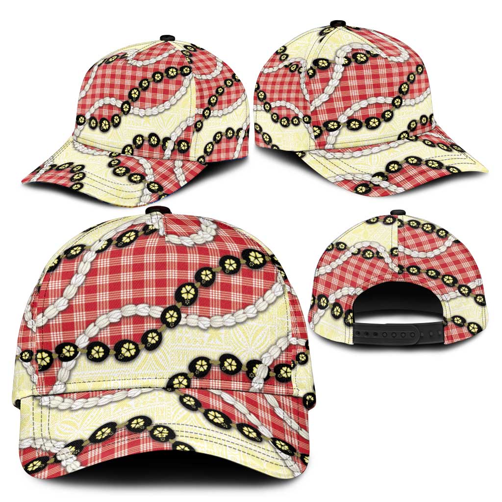 Red Palaka Hawaii Classic Cap Kukui Nut Pikake Lei Hawaiian Tapa Pattern - Polynesian Pride