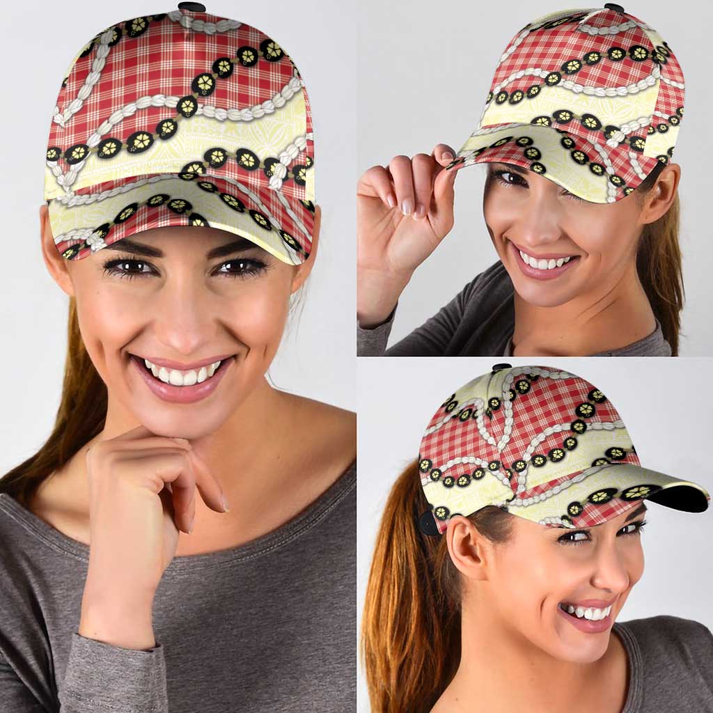 Red Palaka Hawaii Classic Cap Kukui Nut Pikake Lei Hawaiian Tapa Pattern - Polynesian Pride
