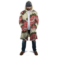 Red Palaka Hawaii Cloak Kukui Nut Pikake Lei Hawaiian Tapa Pattern - Polynesian Pride