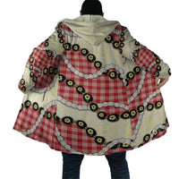 Red Palaka Hawaii Cloak Kukui Nut Pikake Lei Hawaiian Tapa Pattern - Polynesian Pride