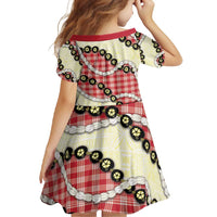 Red Palaka Hawaii Family Matching Off Shoulder Maxi Dress and Hawaiian Shirt Kukui Nut Pikake Lei Hawaiian Tapa Pattern - Polynesian Pride