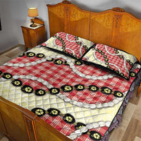 Red Palaka Hawaii Quilt Bed Set Kukui Nut Pikake Lei Hawaiian Tapa Pattern - Polynesian Pride