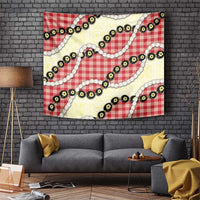 Red Palaka Hawaii Tapestry Kukui Nut Pikake Lei Hawaiian Tapa Pattern - Polynesian Pride