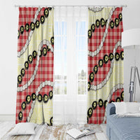 Red Palaka Hawaii Window Curtain Kukui Nut Pikake Lei Hawaiian Tapa Pattern - Polynesian Pride