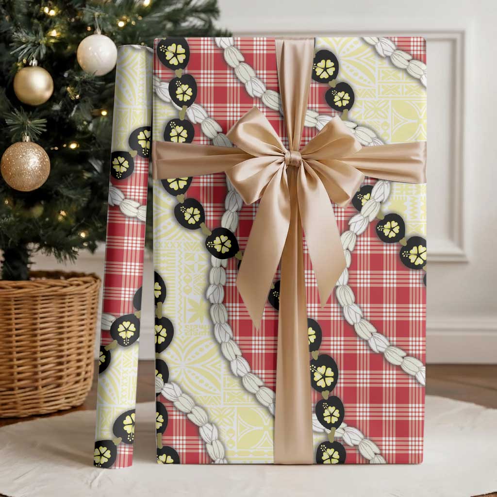 Red Palaka Hawaii Wrapping Paper Kukui Nut Pikake Lei Hawaiian Tapa Pattern LT14 - Polynesian Pride