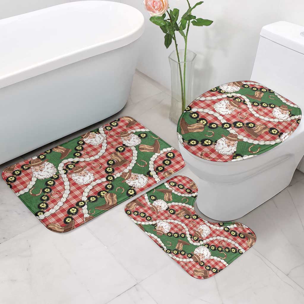 Cowboy Hawaii Mele Kalikimaka Bathroom Set Paniolo Kukui Nut Pikake Lei Red Version - Polynesian Pride
