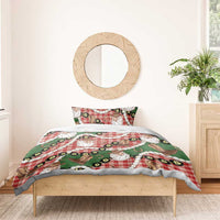 Cowboy Hawaii Mele Kalikimaka Bedding Set Paniolo Kukui Nut Pikake Lei Red Version - Polynesian Pride