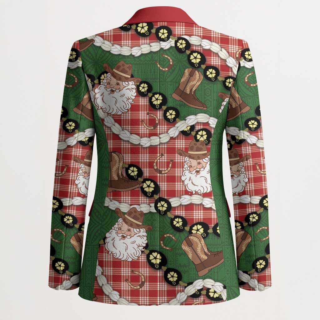 Cowboy Hawaii Mele Kalikimaka Blazer Paniolo Kukui Nut Pikake Lei Red Version - Polynesian Pride