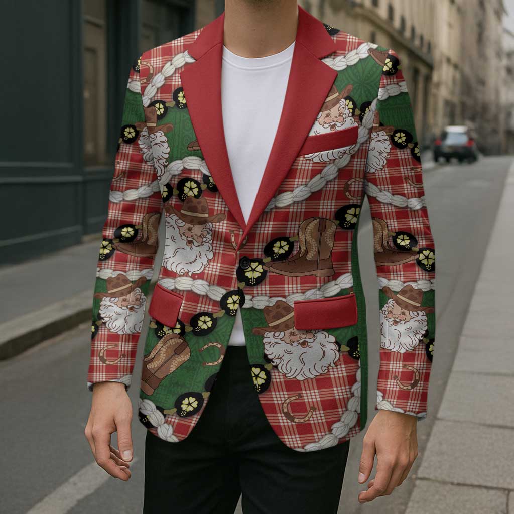 Cowboy Hawaii Mele Kalikimaka Blazer Paniolo Kukui Nut Pikake Lei Red Version - Polynesian Pride