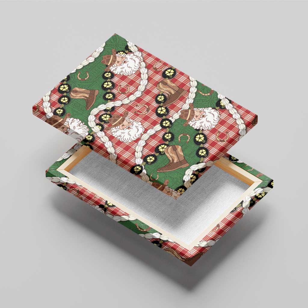 Cowboy Hawaii Mele Kalikimaka Canvas Wall Art Paniolo Kukui Nut Pikake Lei Red Version - Polynesian Pride