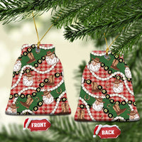 Cowboy Hawaii Mele Kalikimaka Ceramic Ornament Paniolo Kukui Nut Pikake Lei Red Version - Polynesian Pride