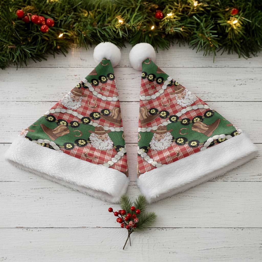 Cowboy Hawaii Mele Kalikimaka Christmas Santa Hat Paniolo Kukui Nut Pikake Lei Red Version - Polynesian Pride