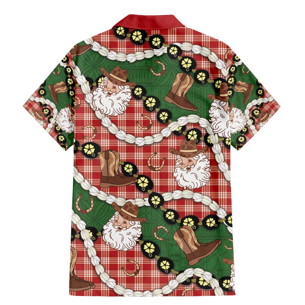 Cowboy Hawaii Mele Kalikimaka Family Matching Mermaid Dress and Hawaiian Shirt Paniolo Kukui Nut Pikake Lei Red Version - Polynesian Pride