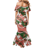 Cowboy Hawaii Mele Kalikimaka Family Matching Mermaid Dress and Hawaiian Shirt Paniolo Kukui Nut Pikake Lei Red Version - Polynesian Pride