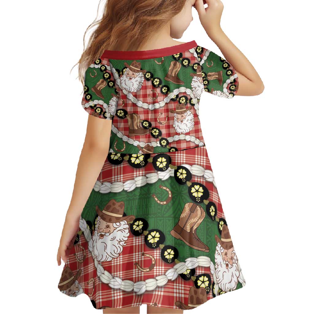 Cowboy Hawaii Mele Kalikimaka Family Matching Off Shoulder Maxi Dress and Hawaiian Shirt Paniolo Kukui Nut Pikake Lei Red Version - Polynesian Pride