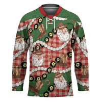Cowboy Hawaii Mele Kalikimaka Hockey Jersey Paniolo Kukui Nut Pikake Lei Red Version - Polynesian Pride