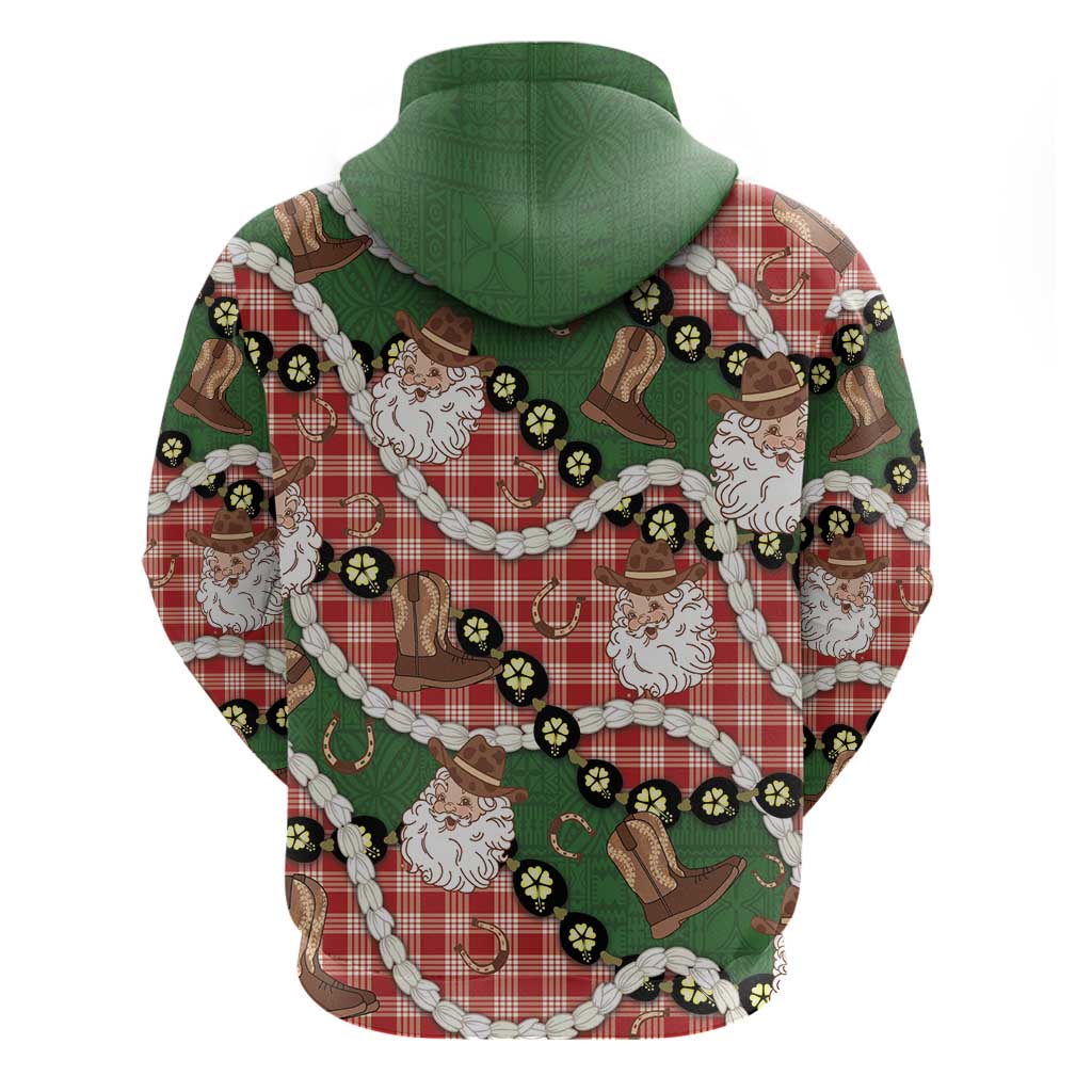 Cowboy Hawaii Mele Kalikimaka Hoodie Paniolo Kukui Nut Pikake Lei Red Version - Polynesian Pride