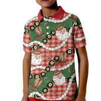 Cowboy Hawaii Mele Kalikimaka Kid Polo Shirt Paniolo Kukui Nut Pikake Lei Red Version - Polynesian Pride