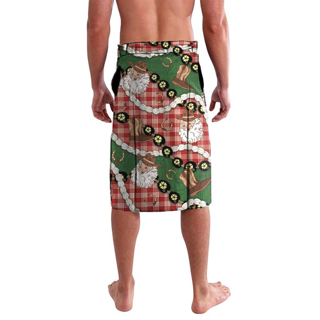 Cowboy Hawaii Mele Kalikimaka Lavalava Paniolo Kukui Nut Pikake Lei Red Version - Polynesian Pride