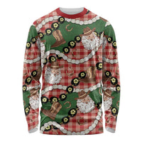 Cowboy Hawaii Mele Kalikimaka Long Sleeve Shirt Paniolo Kukui Nut Pikake Lei Red Version - Polynesian Pride