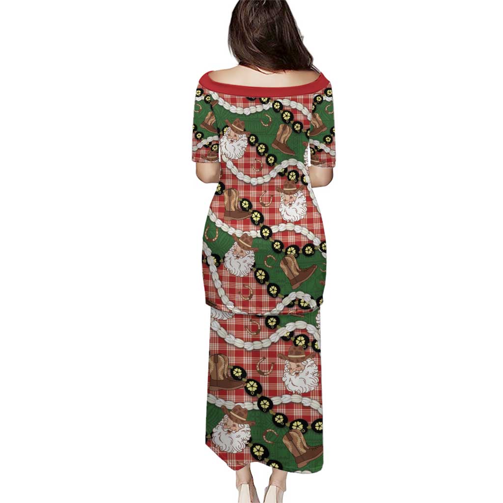 Cowboy Hawaii Mele Kalikimaka Puletasi Paniolo Kukui Nut Pikake Lei Red Version - Polynesian Pride