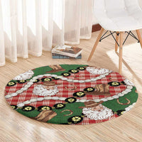 Cowboy Hawaii Mele Kalikimaka Round Carpet Paniolo Kukui Nut Pikake Lei Red Version - Polynesian Pride