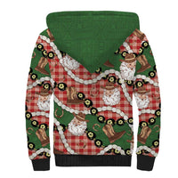 Cowboy Hawaii Mele Kalikimaka Sherpa Hoodie Paniolo Kukui Nut Pikake Lei Red Version - Polynesian Pride