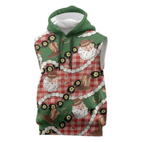 Cowboy Hawaii Mele Kalikimaka Sleeveless Hoodie Paniolo Kukui Nut Pikake Lei Red Version LT14 Red - Polynesian Pride