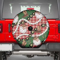 Cowboy Hawaii Mele Kalikimaka Spare Tire Cover Paniolo Kukui Nut Pikake Lei Red Version - Polynesian Pride
