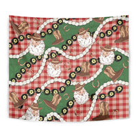 Cowboy Hawaii Mele Kalikimaka Tapestry Paniolo Kukui Nut Pikake Lei Red Version - Polynesian Pride