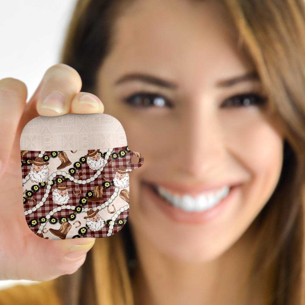 Cowboy Hawaii Mele Kalikimaka AirPods Case Paniolo Kukui Nut Pikake Lei Burgundy Version LT14 - Polynesian Pride