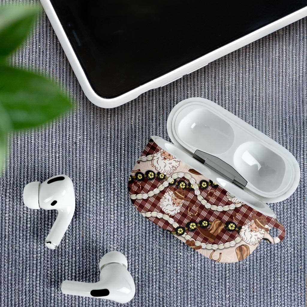 Cowboy Hawaii Mele Kalikimaka AirPods Case Paniolo Kukui Nut Pikake Lei Burgundy Version LT14 - Polynesian Pride