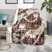 Cowboy Hawaii Mele Kalikimaka Blanket Paniolo Kukui Nut Pikake Lei Burgundy Version - Polynesian Pride