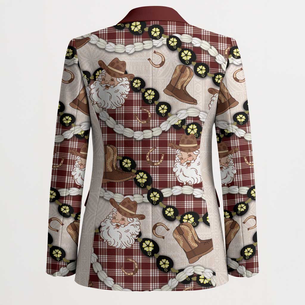 Cowboy Hawaii Mele Kalikimaka Blazer Paniolo Kukui Nut Pikake Lei Burgundy Version - Polynesian Pride